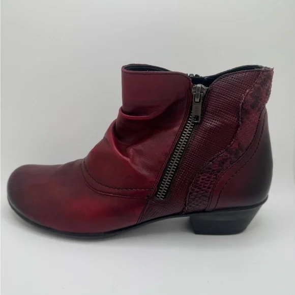 REMONTE Women's Burgundy Ankle Zip Up Boots Size 39 - Picture 10 of 12